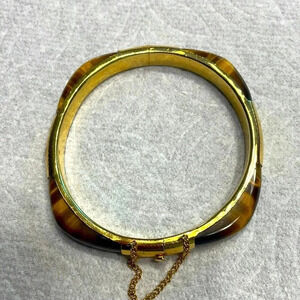 Vintage tiger eye  Asian style hindge bracelet mid century 1950/1960